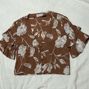 Roe+May ruffle sleeve crop top